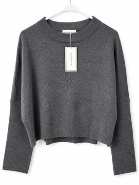 Melrose With Love Heather Charcoal Cropped Knit Sweater NWT